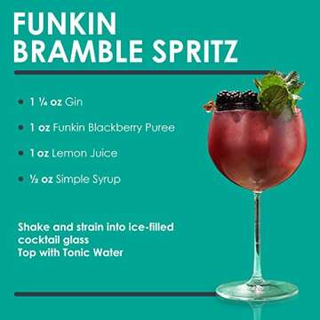 Funkin Blackberry Puree | 100% Real Fresh Fruit Juice for Cocktails, Drinks, Smoothies, Cooking 2.2 lbs with No Added Preservatives or Flavorings | Gluten Free