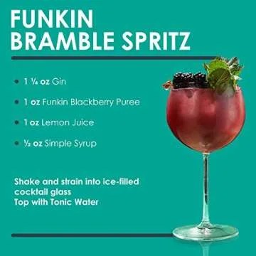 Funkin Blackberry Puree | 100% Real Fresh Fruit Juice for Cocktails, Drinks, Smoothies, Cooking 2.2 lbs with No Added Preservatives or Flavorings | Gluten Free