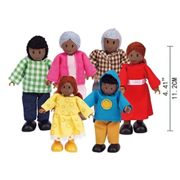 Hape African American Doll House Family Set - 6 Pieces