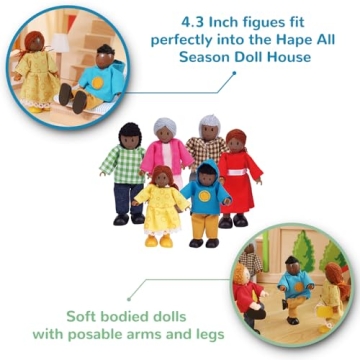 Hape African American Doll House Family Set - 6 Pieces