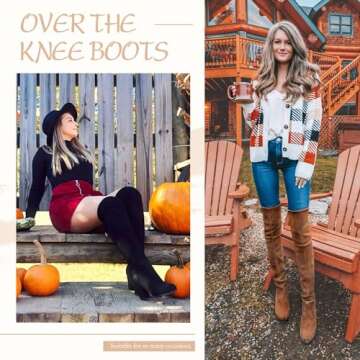 Vepose Women's Thigh High Black Over The Knee Boots, Tall Suede Knee High 996 Boot, Long Platform Ch...