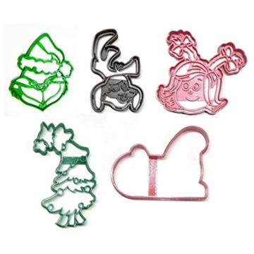 Get Festive with the Grinch Movie Themed Set of 5 Cookie Cutters Made in America