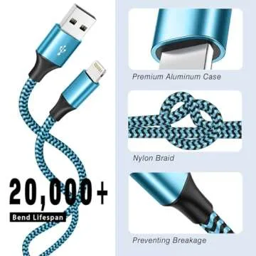 SHUSEL for iPhone Charger 3 Pack 6FT USB Lightning Cable MFi Certified Fast Charging Nylon Braided for iPhone Charger Cord Compatible with iPhone 14 Plus 14 pro max 13 12 11 XS X XR 8 Plus 7 6 SE 5s