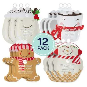 Holiday Treats Facial Masks - 12-Pack for Festive Skin