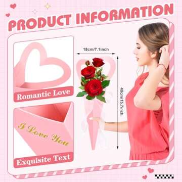 Olgaa 36 Counts Flower Bouquet Bags Valentines Heart Box Single Flower Sleeves Love Floral Wrapping ...