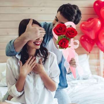 Olgaa 36 Counts Flower Bouquet Bags Valentines Heart Box Single Flower Sleeves Love Floral Wrapping Paper Gift for Valentine's Day Mother's Day Birthday Anniversary Party