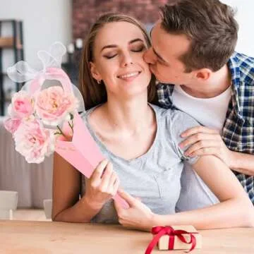 Olgaa 36 Counts Flower Bouquet Bags Valentines Heart Box Single Flower Sleeves Love Floral Wrapping Paper Gift for Valentine's Day Mother's Day Birthday Anniversary Party