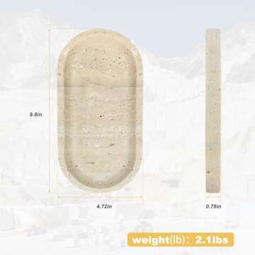 Oval Travertine Vanity Tray - 10''x5'' Elegant Counter Dish