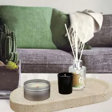 Oval Travertine Vanity Tray - 10''x5'' Elegant Counter Dish