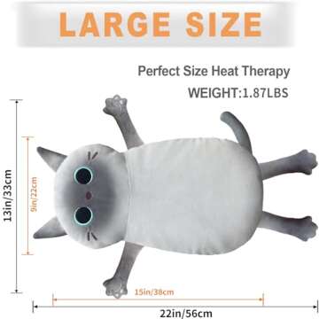 Microwave Heating Pad for Cramps Pain Relief, 22 * 13'' Moist Microwavable Stuffed Animal Period Menstrual Heating Pads for Back, Neck Shoulder and Knee, Big Siamese Cat