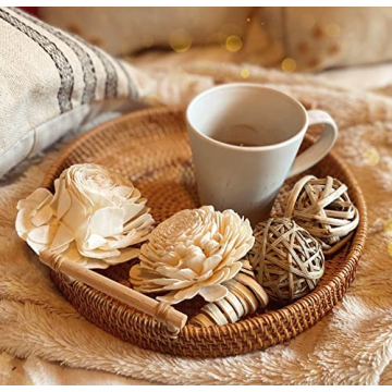 Handmade Rattan Coffee Table Tray for Boho Decor