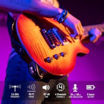 Xvive U2 Wireless Guitar System Rechargeable 2.4GHz Guitar Wireless Transmitter and Receiver for Ele...