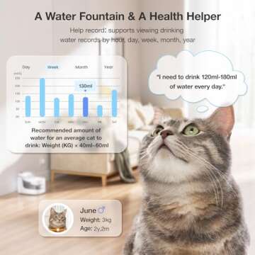 Petgugu PF1 2L Cat Water Fountain Smart App Control 8 Layers Filtration Automatic Water Dispenser for Cats Dogs Pet Water Fountain Wireless Pump Pet Health Manager 2.4G WiFi