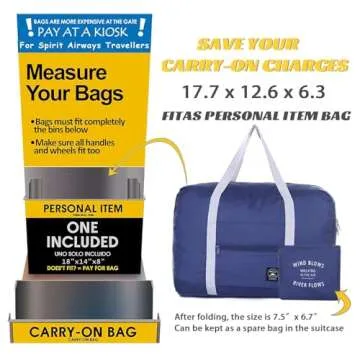 Foldable Travel Duffel Bag 2PCS Tote Carry on Luggage Bag Spirit Airlines Personal item Sports Gym Bag Water Resistant Weekender Overnight Bags for Women and Men (Red+Blue)