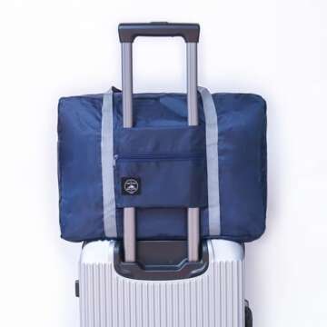 Foldable Travel Duffel Bag 2PCS Tote Carry on Luggage Bag Spirit Airlines Personal item Sports Gym Bag Water Resistant Weekender Overnight Bags for Women and Men (Red+Blue)