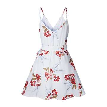 ECOWISH Womens White V-Neck Lace Mini Dress