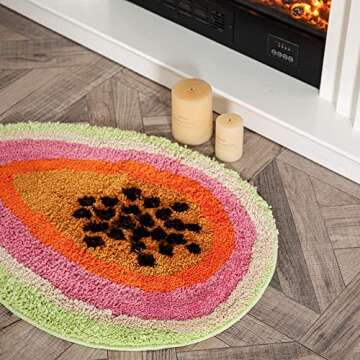 ZSCYD-yingda1992 Passion Fruit Shaped Rug Fruits Bath Mat Area Rug Non-Slip Bathroom Door Mat for Be...