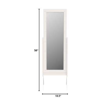 eHomeProducts White Finish LED Lights Wooden Cheval Bedroom Floor Mirror Stand Hollywood Style Makeup Mirror
