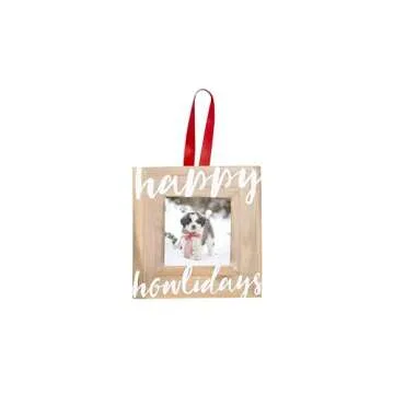 Pearhead Happy Howlidays Wooden Christmas Photo Ornament, Rustic Dog Picture Frame Christmas Tree Keepsake