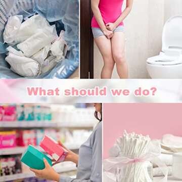 Hipruict Sanitary Napkin Disposal Bags, 200 Pcs Pink Feminine Hygiene Disposal Bags, Self-sealing Se...