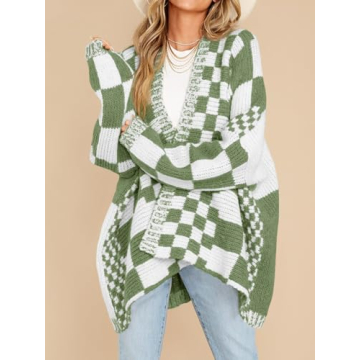 Shop Saodimallsu Oversized Checkered Cardigan for Women