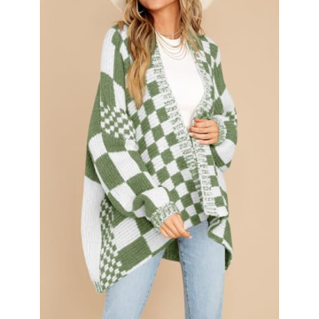 Shop Saodimallsu Oversized Checkered Cardigan for Women