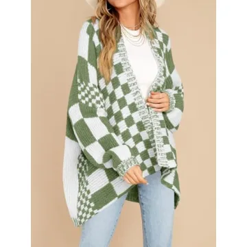 Shop Saodimallsu Oversized Checkered Cardigan for Women