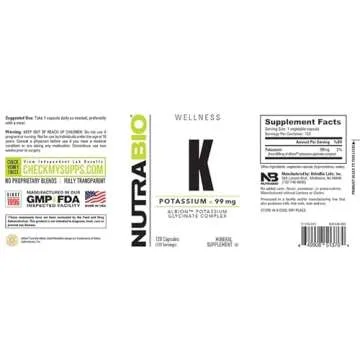 NutraBio Potassium Complex - Healthy Heart & Muscle Support