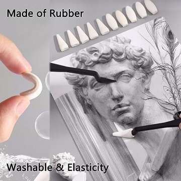 43 PCS Blending Stumps and Tortillions Paper Art Blenders Sketch Drawing Tools with Sketch Wipe Scrapers,Rub Sponge,Kneaded Eraser and Sandpaper Sharpeners