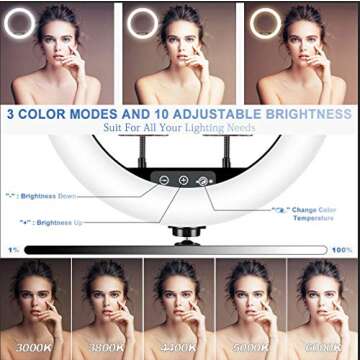12 Inch Ring Light with Stand, SAVEYOUR Dimmable LED Ring Light with Tripod & Phone Holder, Lighting for Live Stream/Makeup/Video/Camera/YouTube, Compatible with iPhone Android