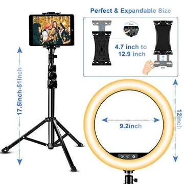 12 Inch Ring Light with Stand, SAVEYOUR Dimmable LED Ring Light with Tripod & Phone Holder, Lighting for Live Stream/Makeup/Video/Camera/YouTube, Compatible with iPhone Android