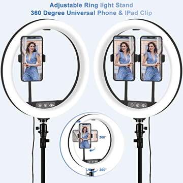 12 Inch Ring Light with Stand, SAVEYOUR Dimmable LED Ring Light with Tripod & Phone Holder, Lighting for Live Stream/Makeup/Video/Camera/YouTube, Compatible with iPhone Android