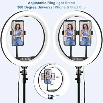 12 Inch Ring Light with Stand, SAVEYOUR Dimmable LED Ring Light with Tripod & Phone Holder, Lighting for Live Stream/Makeup/Video/Camera/YouTube, Compatible with iPhone Android