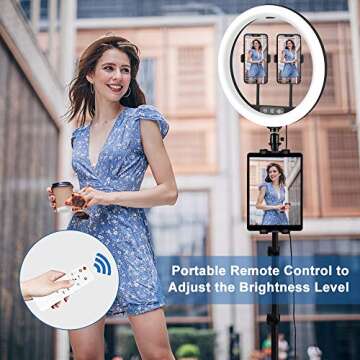 12 Inch Ring Light with Stand, SAVEYOUR Dimmable LED Ring Light with Tripod & Phone Holder, Lighting for Live Stream/Makeup/Video/Camera/YouTube, Compatible with iPhone Android