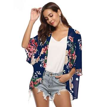 Summer Cardigans for Women Lightweight Floral Swimsuit Kimono Cover Ups Maternity Tops Beach Boho Ch...