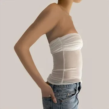 Bocymolay Y2k Ruched Bow Tube Top for Women