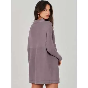 ANRABESS Women Oversized Casual Loose Turtleneck Long Sleeve Slouchy Baggy Knit Tunic Sweaters Pullover 2024 Fall Outfits Purple Large