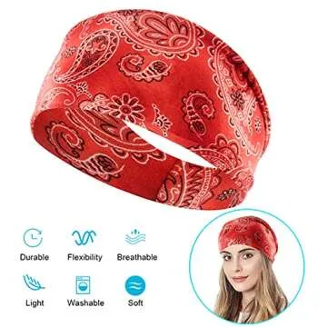 Carede 8-Pack Paisley Bandana Headbands for Women