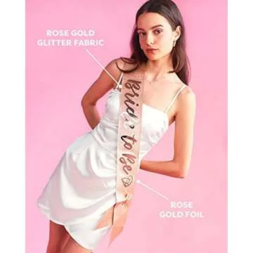 xo, Fetti Rose Gold Glitter Bachelorette Party Sash - Bride To Be | Bachelorette Party Decorations, Bridal Shower, Bride Gift