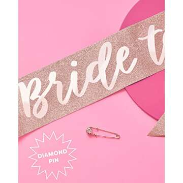 xo, Fetti Rose Gold Glitter Bachelorette Party Sash - Bride To Be | Bachelorette Party Decorations, Bridal Shower, Bride Gift