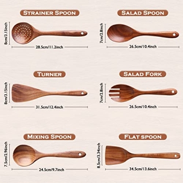 NAYAHOSE Teak Wooden Spoon Set - Eco-Friendly Kitchen Utensils