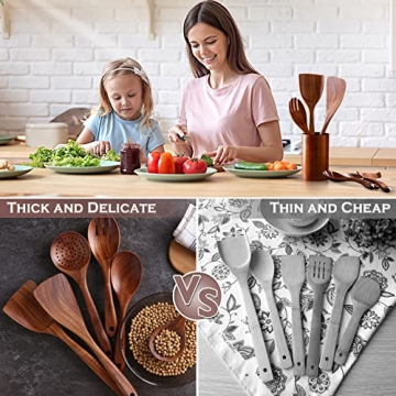 NAYAHOSE Teak Wooden Spoon Set - Eco-Friendly Kitchen Utensils