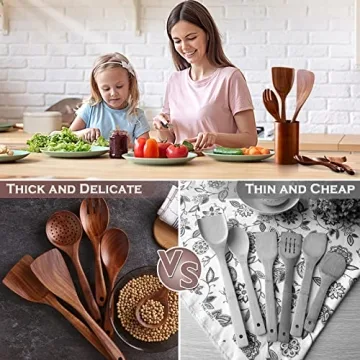 NAYAHOSE Teak Wooden Spoon Set - Eco-Friendly Kitchen Utensils
