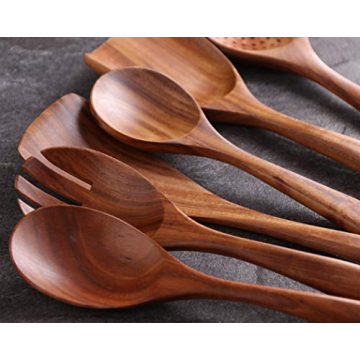 NAYAHOSE Teak Wooden Spoon Set - Eco-Friendly Kitchen Utensils