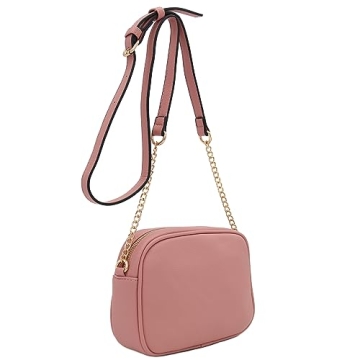 FashionPuzzle Chevron Quilted Crossbody Bag Dusty Pink