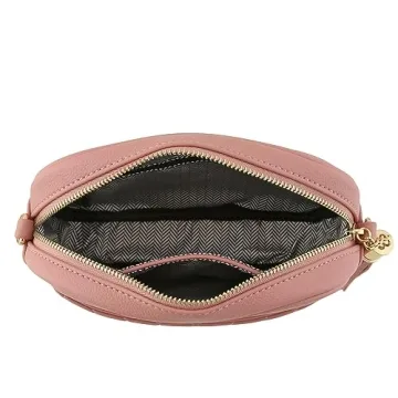 FashionPuzzle Chevron Quilted Crossbody Bag Dusty Pink