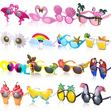 Frienda 16 Pairs Luau Sunglasses for Parties and Events - Tropical Designs for Everyone