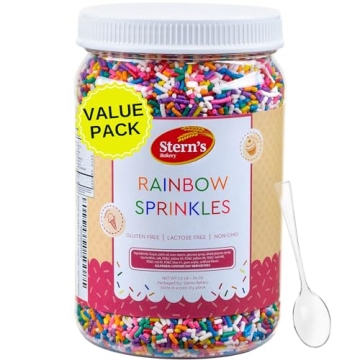 Rainbow Sprinkles | Bulk Sprinkles Rainbow Jimmies-1.5 LB in Resealable Container | Sprinkles for Ca...