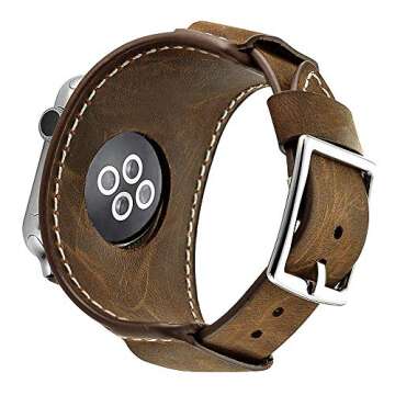 CooBES Compatible with Apple Watch Band 49/46/45/44mm/42mm(Series 3 2 1),Genuine Leather Bracelet Wr...