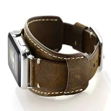 CooBES Compatible with Apple Watch Band 49/46/45/44mm/42mm(Series 3 2 1),Genuine Leather Bracelet Wristband Crazy Horse Cuff Strap Compatible iWatch Ultra/Ultra2 Series 10/9/8/7/6/5/4/3/2/1(Coffe)
